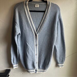 Aritzia Sunday Best Lamora Cardigan Light Blue &‎ Ivory Sz XS Boyfriend Cardigan